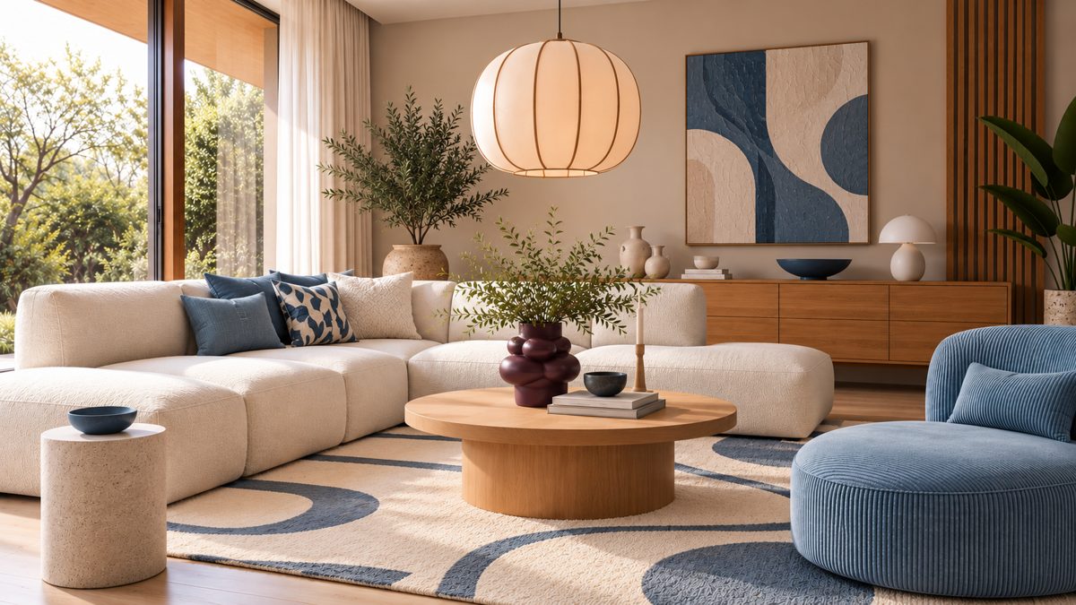 Japandi woonkamer in de variant Statement